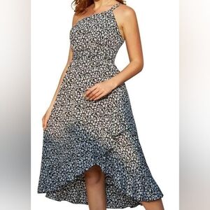 Ruffled Hem Bohemian One Shoulder Small Floral Print Sundress